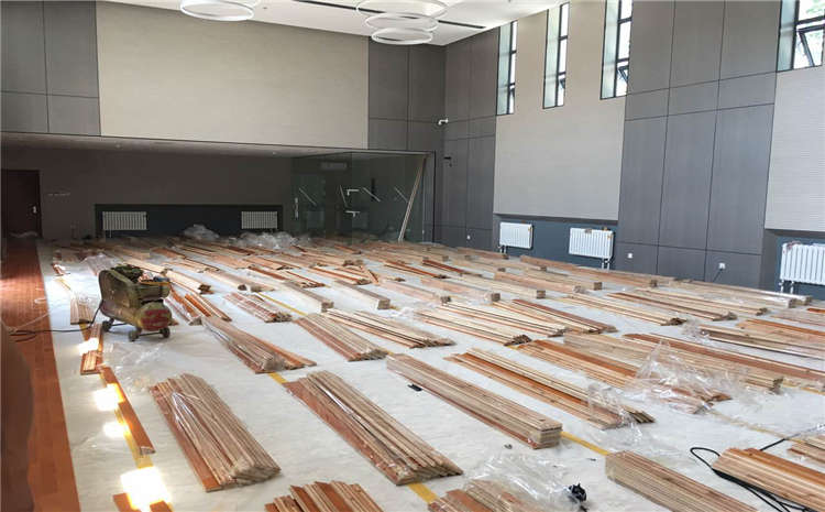 橡胶木篮球运动地板双层龙骨结构