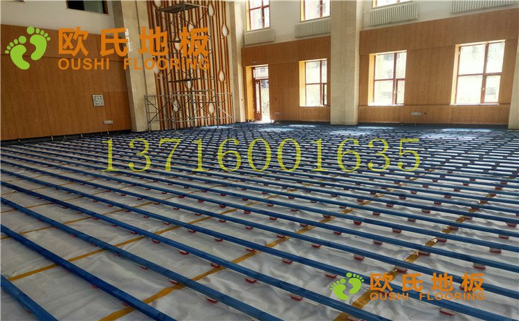 黑龙江双鸭山篮球馆木地板案例—欧氏舞台木地板厂家